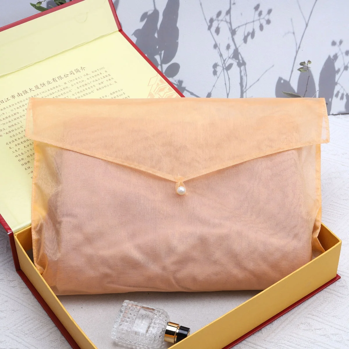 Luxury High Quality Organza Gift Dust Bag Custom Logo Printed Flap Envelope Organza Wedding Gift Packing Pouch