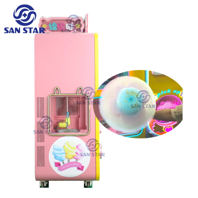 Fully Automatic Cotton Machine Support Online Control With 12KG Sugar Storage Cotton Candy Machine Vending Cotton Candy