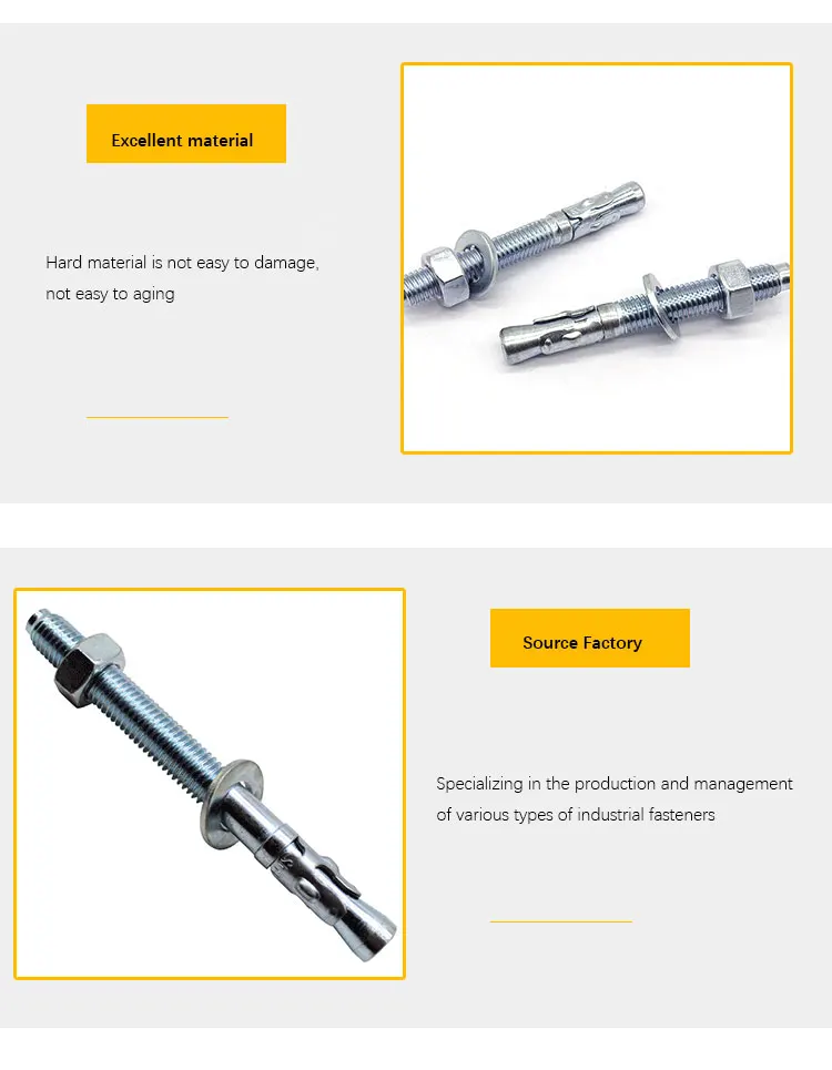 ZhiJia Factory Wedge Anchor Bolt M20 M10 M12 M36 Standard Din 529 Stainless Steel Concrete Anchor Bolts Drop In Expansion Anchor