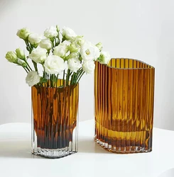 Nordic  striped  flower arrangement  wholesale home decor living room glass vase for flower