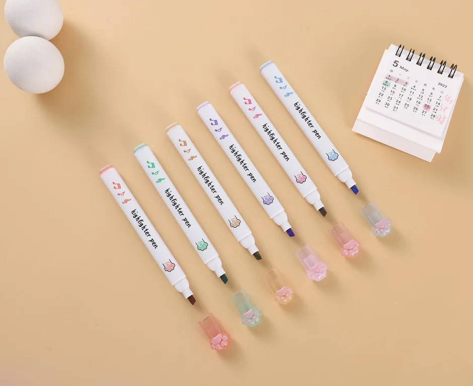 Набор маркеров 6 шт., набор пастельных цветных фломастеров, милые Канцтовары для детей, эстетические офисные и школьные принадлежности