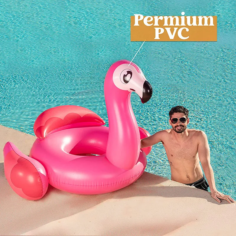 OEM/ ODM Inflatable Flamingo Tube, Fun Beach Float, Swim Party Toys, Summer Pool Raft Lounge for Adults & Kids, with Head Rest