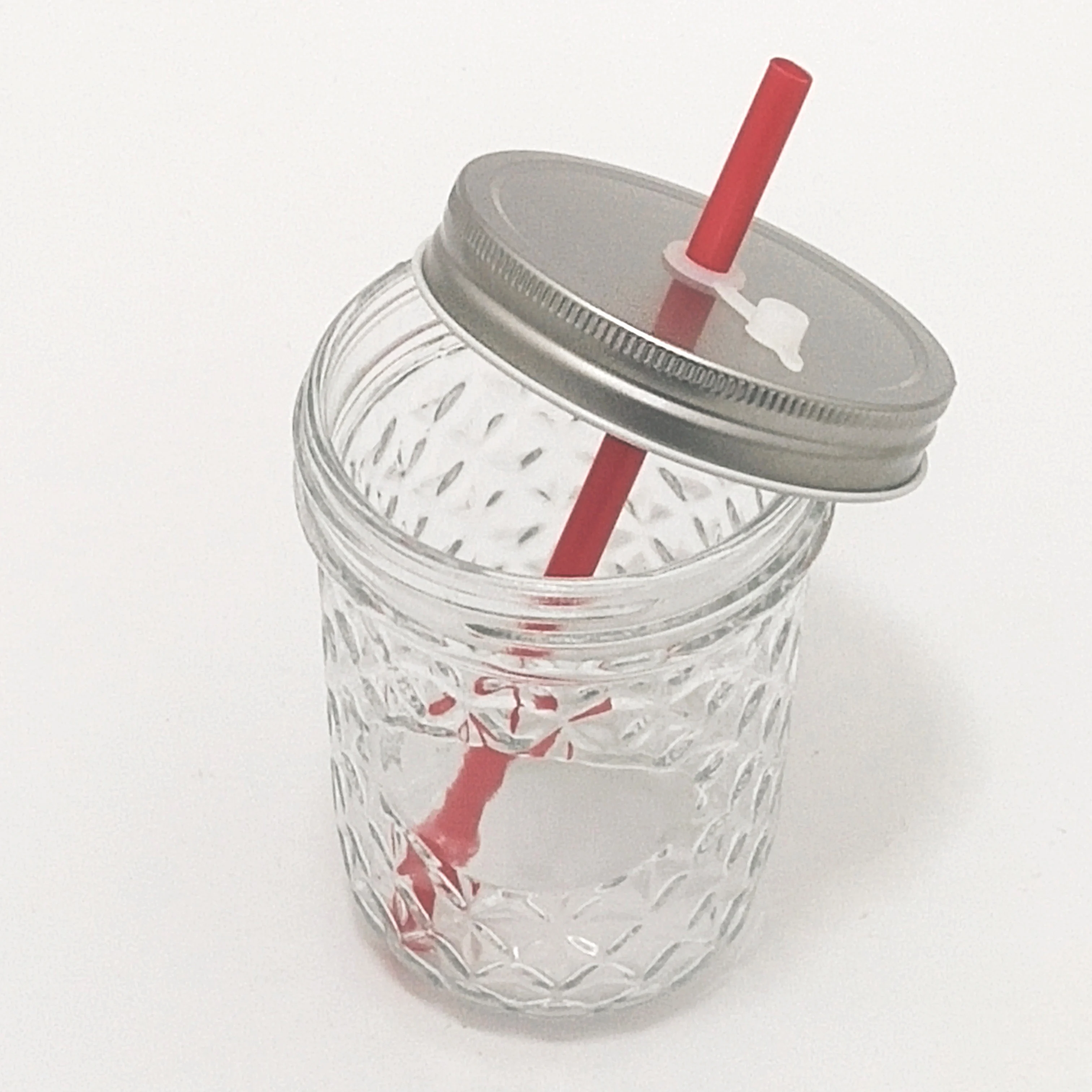 glass Mason Jars 16oz  airtight hole lid and straw