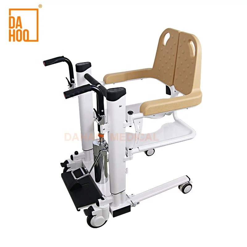 4 In 1 Mobile Shower Disabled Patient Paralytic Hydraulic Lift Transfer Chair Toilet Bath Wheelchair with Commode