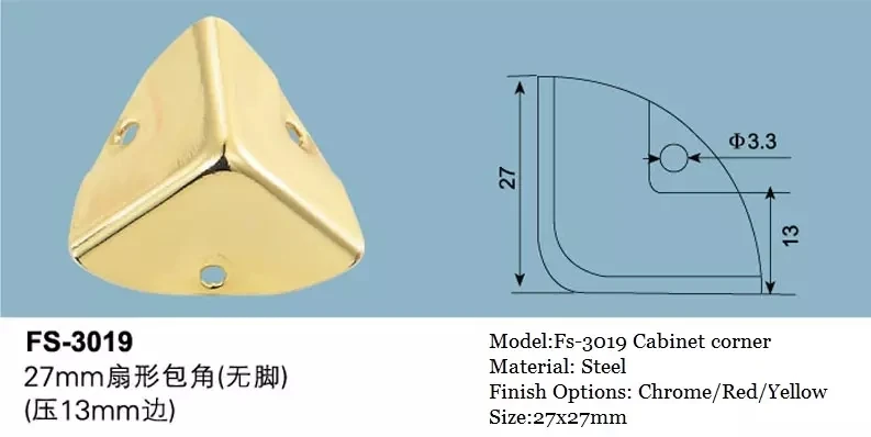 Eco friendly durable brass fan shaped corners for box