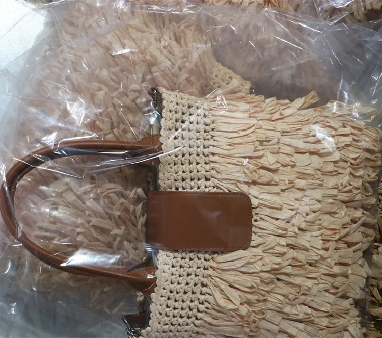 Grandma Handmade Knitted Plaited Braided Straw Crossbody Women Shoulder Messenger Bag Straw Woven Rattan Lady Tote Sling Handbag