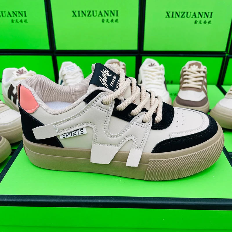 W2808 New styles pu upper woman walking style casual shoes cheap price fashion skateboard sneakers shoe for women