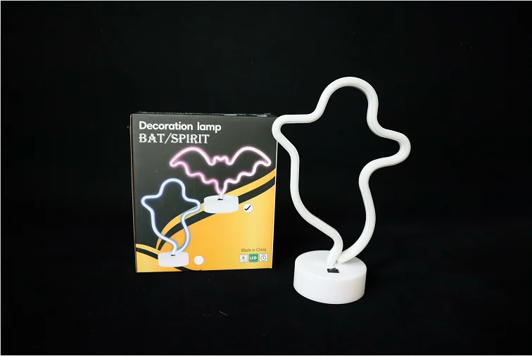 Amazon hot sale 29cm Battery operated plastic frame halloween faux neon  ghost table light