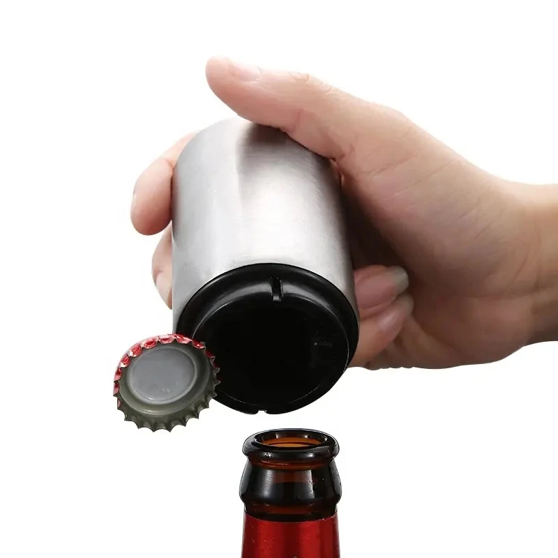 Creative Pop Off Metal Party Bartender Stainless Steel Push Down Magnetic Opener Bar Tool Waiter Automatic Portable Bottle Beer