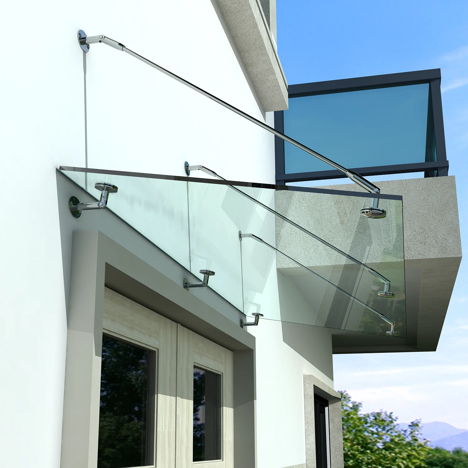 304 Stainless Steel Front Door Glass Canopy for Hotel