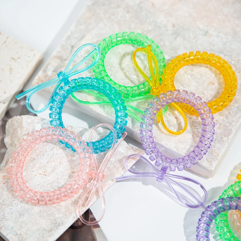 Wholesale Customized Good Quality Fashion Hair Rubber Band Elastic Phone Line Wire Hair Tie