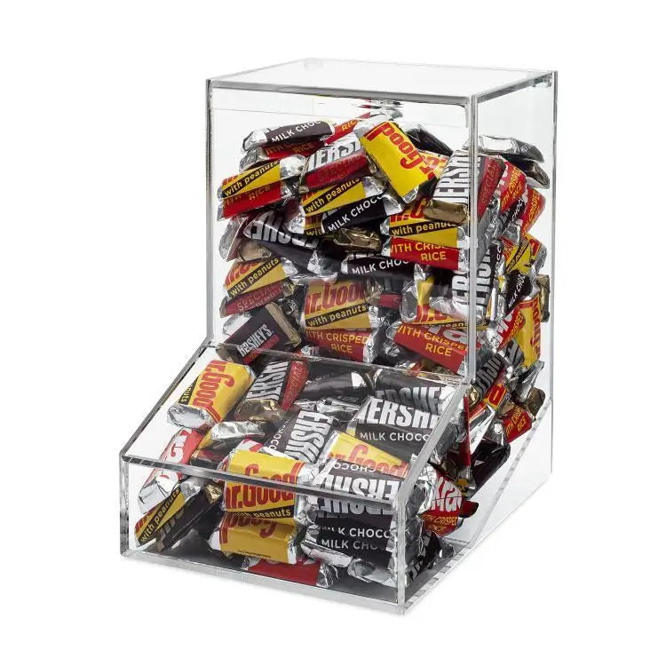 Acrylic Candy Dispenser Bin with 2 Lids for Bulk Candy Storage for Bubble Gum Lollipops Chocolate and Snacks