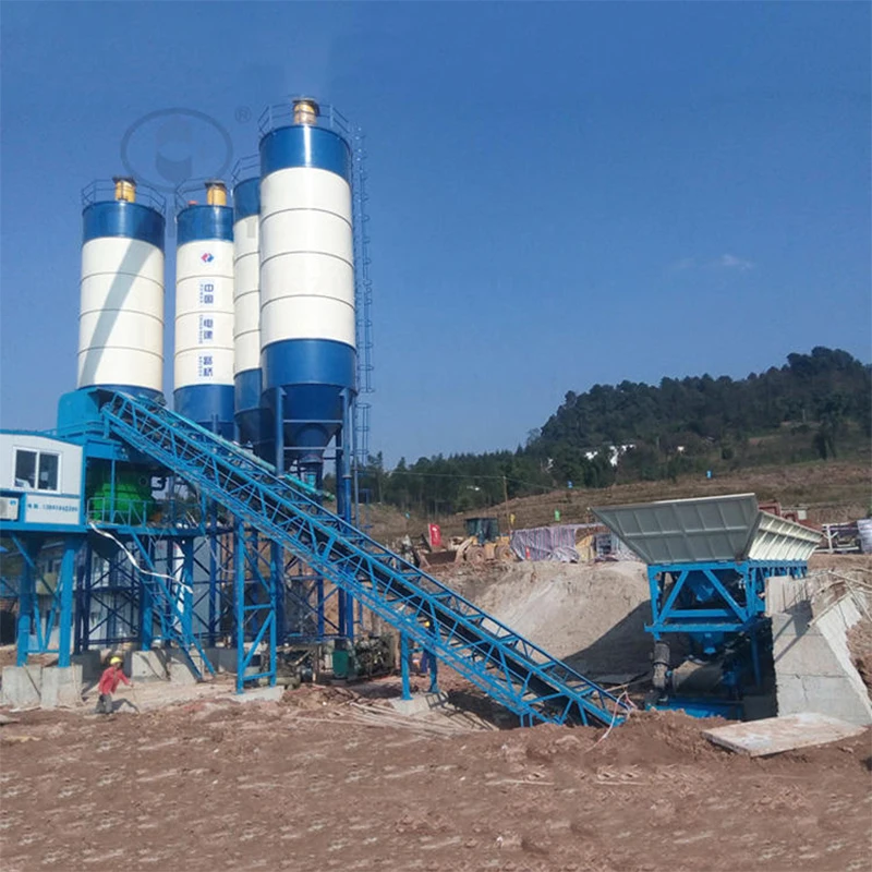 China Factory Price HZS 90 Ready Mixed Concrete Mixing Plant Construction Projects Concrete Mixing Plant With Cement Silo