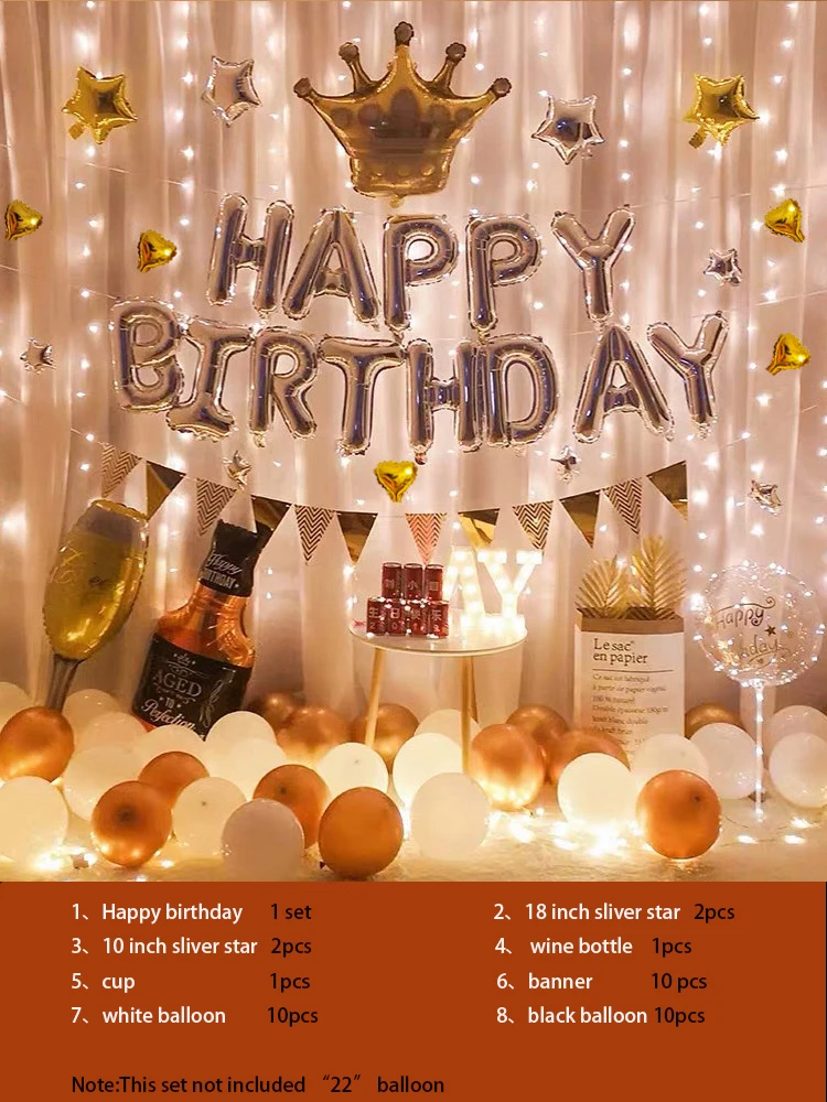 PartyForever Rose Gold Happy Birthday Balloons Banner Set for Her Birthday Party Decorations and Supplies Kit for Women and Girl