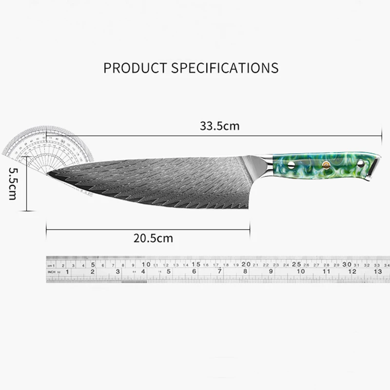 New Chef Knives 8inch kitchen knife with 67 layers damascus steel blade kitchen knife set with resin handle
