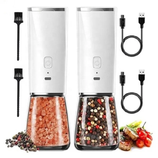 Hot Selling Rechargeable USB Ceramic Burr Manual Spice Mill Gravity Electric Salt And Pepper Grinder