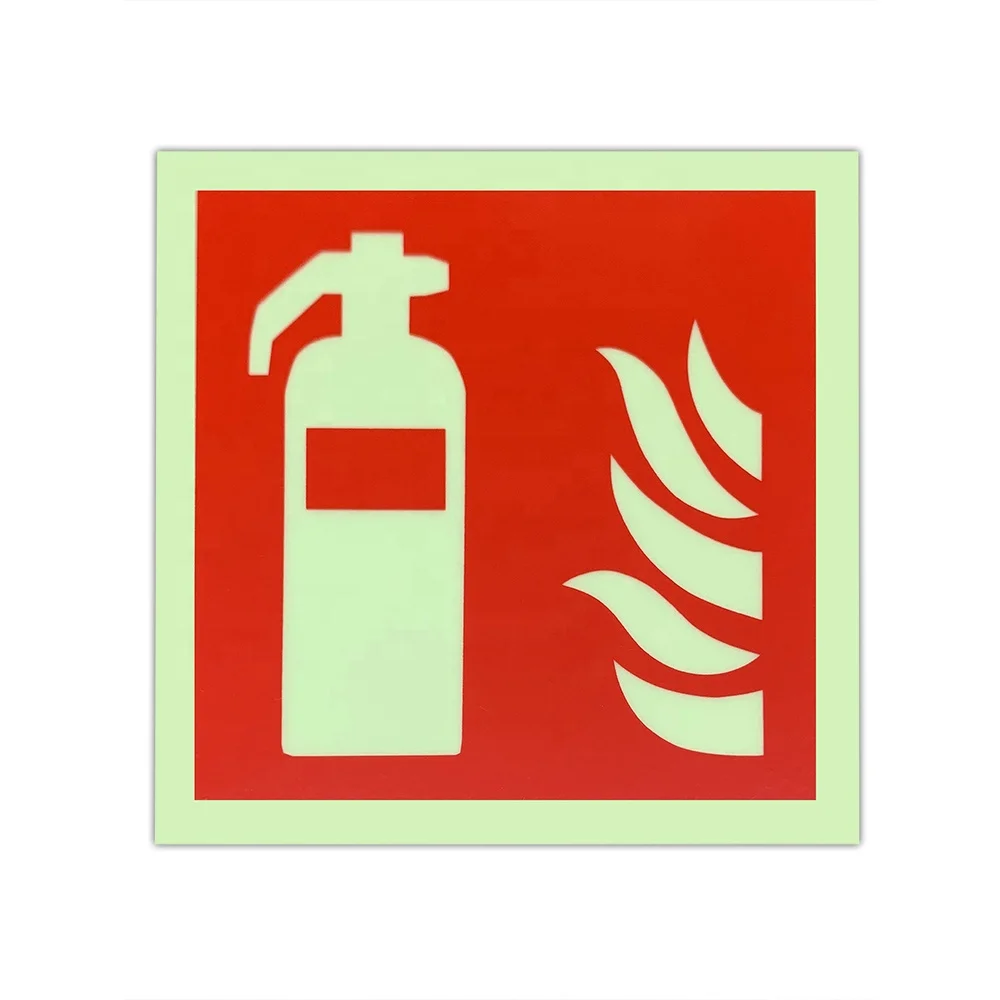 Custom PVC Fire Extinguish Sign Fire Extinguisher Sticker Glow in the Dark