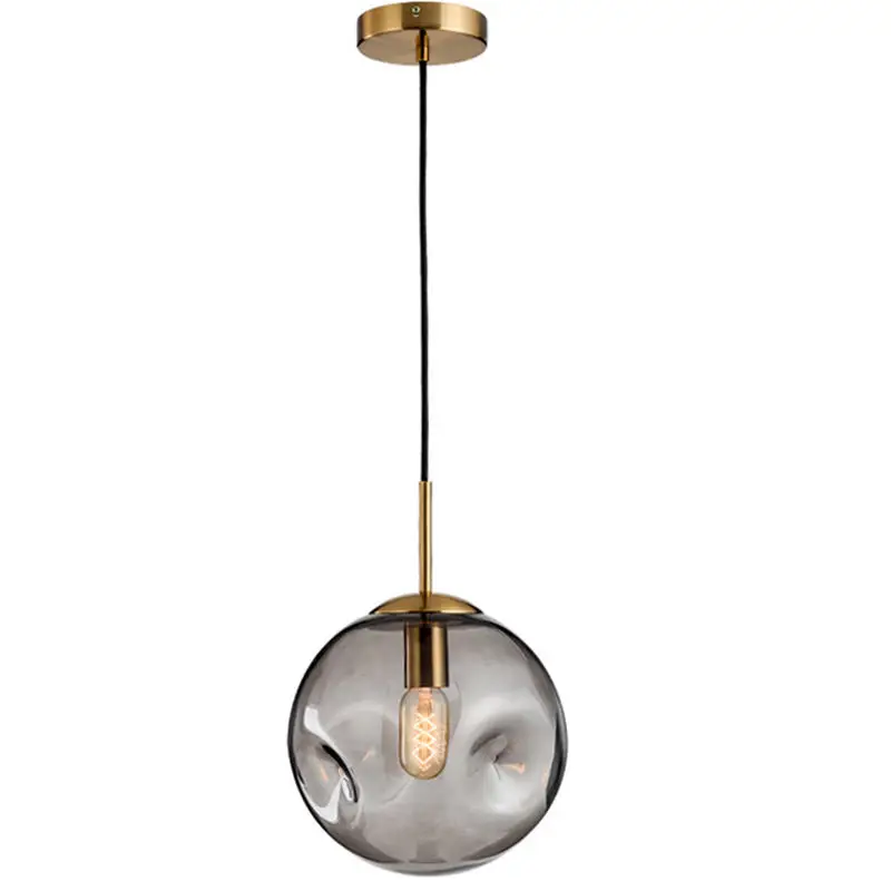 Amber Grey Retro Glass Blown Home Pendant Light Decorative Antique Bubble Kitchen Dining Room Kitchen Glass Hanging Lamp