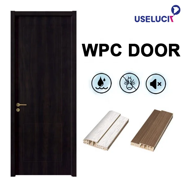 Elegant WPC PVC Door Wooden Design Pictures Paint Colors for Room Indian Teak Best New House Main Door Wood Readymade Door Price