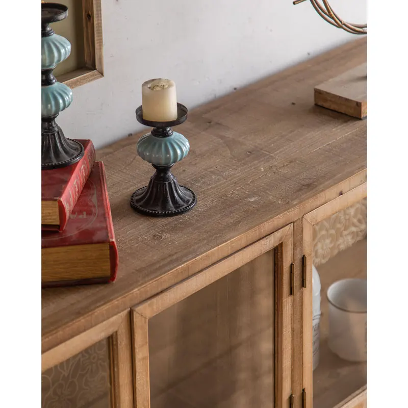 American Style Wood Vintage Retro Furniture Manufacturer Living Room Wooden Display Wine Cabinet