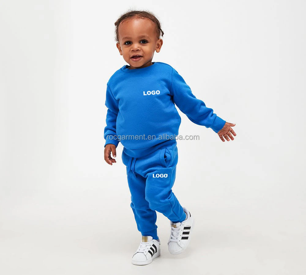 OEM Fashion Custom Logo Joggers Set Wholesale Girls Track Suit Kids Crew Neck Plain Tracksuit