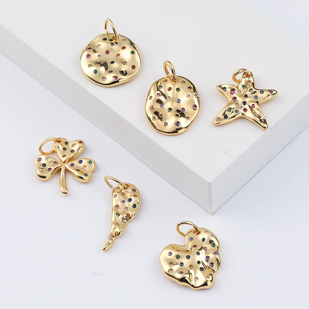  Brass Gold Plated acssessory jewelry bezel Pave Eyelash Frame Charm For Jewelry