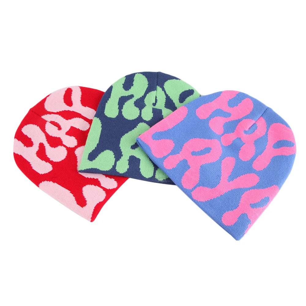 100% акриловые зимние шапки с индивидуальным принтом, жаккардовая вязаная шапка бини, вязаная шапка с черепом