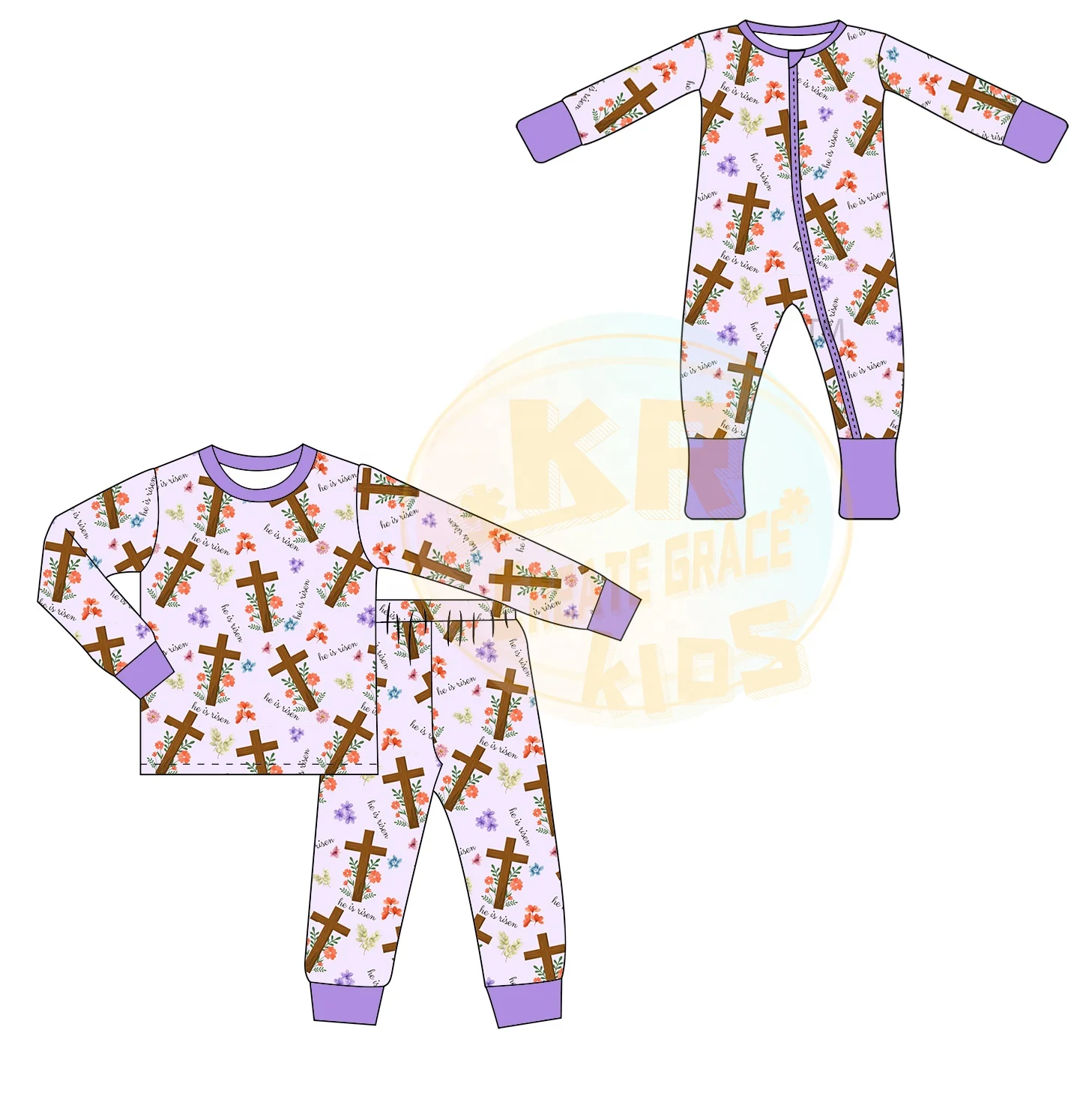 Custom Bamboo Romper Suit Kids Pajamas Cartoon Smile Print Kids Pajamas Bamboo for Boys