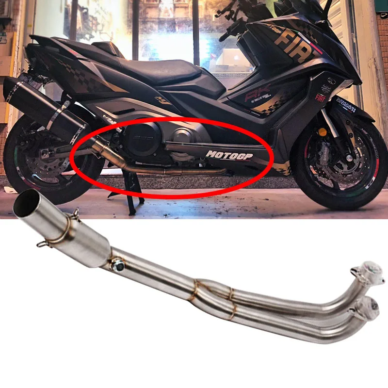 Slip On Motorcycle Exhaust Modified Stainless Steel Escape Moto Front Link Pipe For KYMCO AK550 AK 550 Bike Scooter Tube