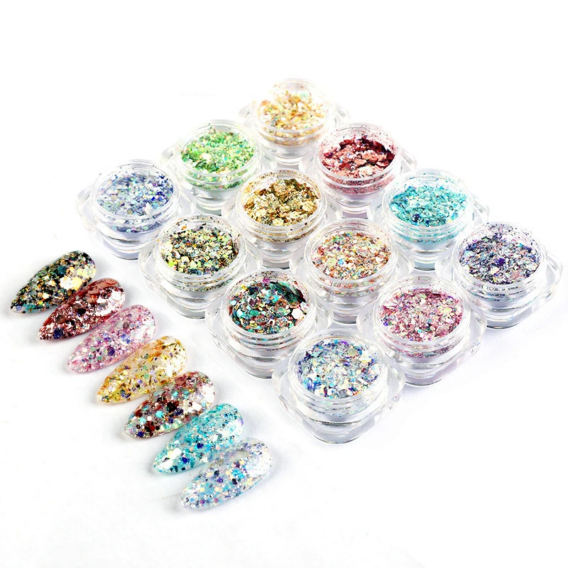 Factory direct sales excellent quality nail rhinestone designs art accessories different colors glitter powder