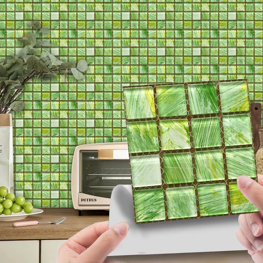 Gloss Mosaic Wall Sticker Wallpaper 3D Home Decoration Self-Adhesive Mosaic Wall Tile Sticker Peel And Stick For Home  Decor
