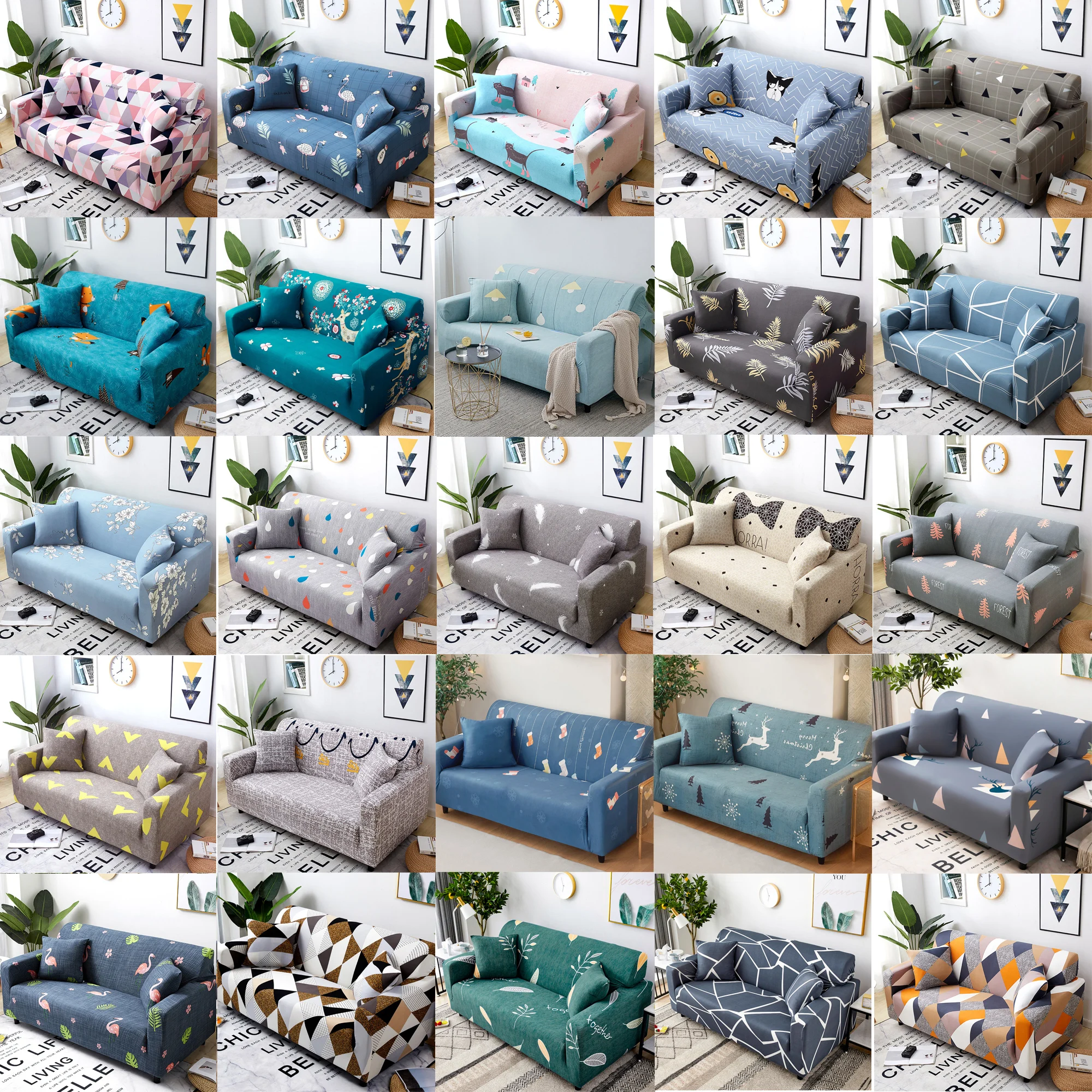 Customizable stretch Spandex L-shaped sofa seat cover non-slip milk silk sofa cover for living room 3 seat sofa  set