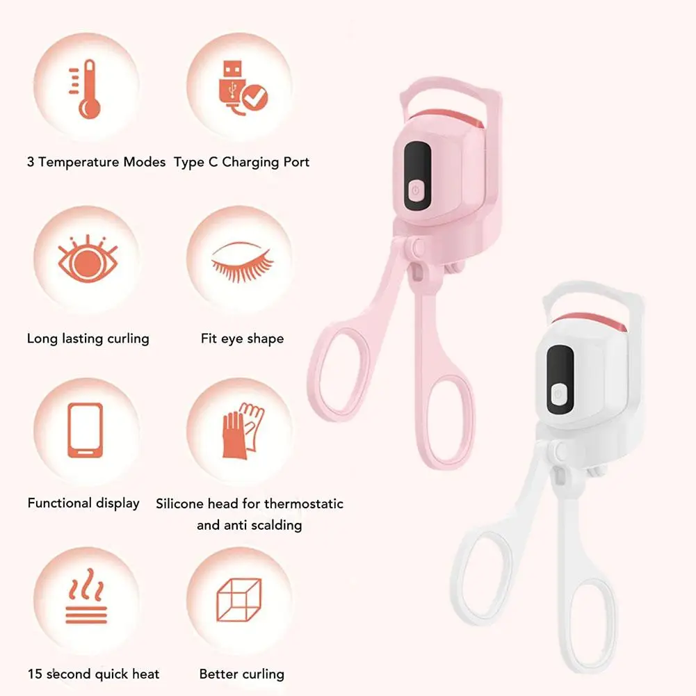 Portable Electric Heated Eyelash Curler Comb  Eyelashes Curls Thermal Eyelash Curler Makeup Tools Eye Lash Perm Long Lasting