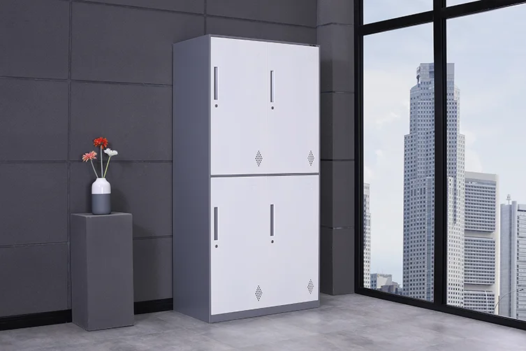 Дешевая мебель, стальной шкафчик с 4 дверцами, запираемый, школьный шкаф для студентов, шкаф для тренажерного зала, шкаф для хранения, гостиница, дом