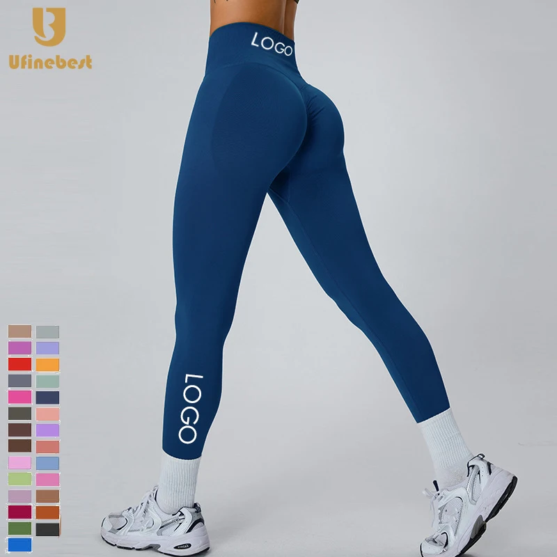 Custom Logo  Butt Scrunch Seamless Fitness Legging High Waist Tummy Control  Sport Athletic Tights Yoga Leggings For Women