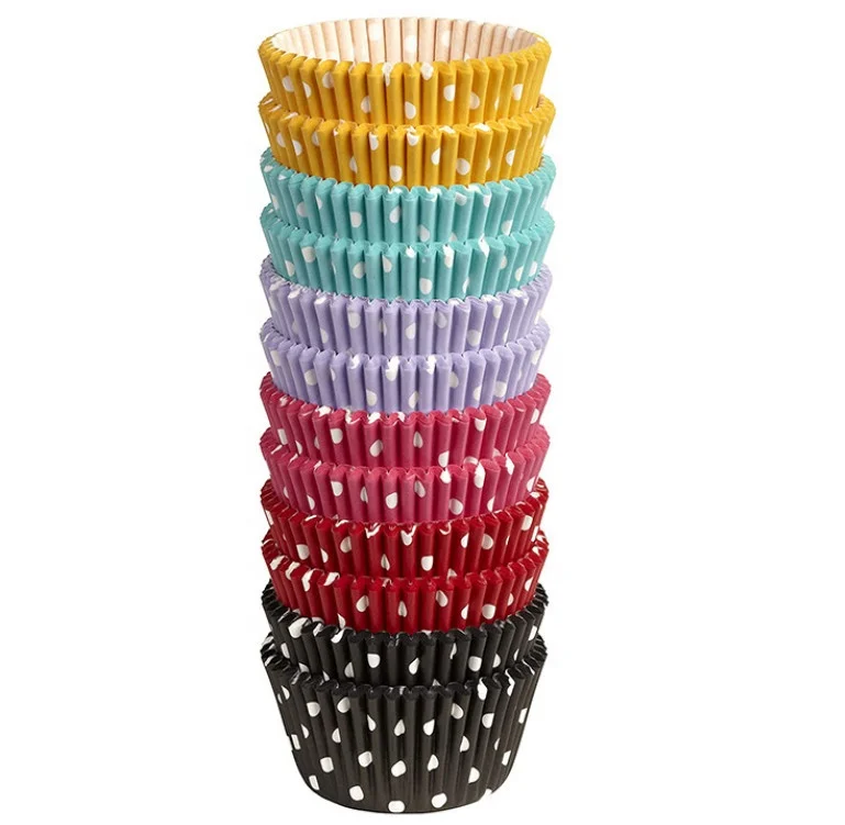 Solid color Muffin Liners Polk Dot Printed Cupcake Liners Cake Paper Baking Cup