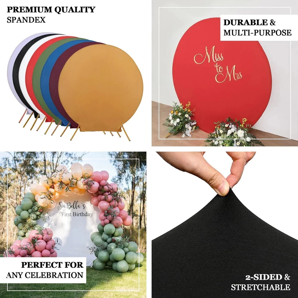 7.5ft Round Spandex Fit Round Wedding Arch Backdrop Cover Fit Backdrop Stand Arch Cover