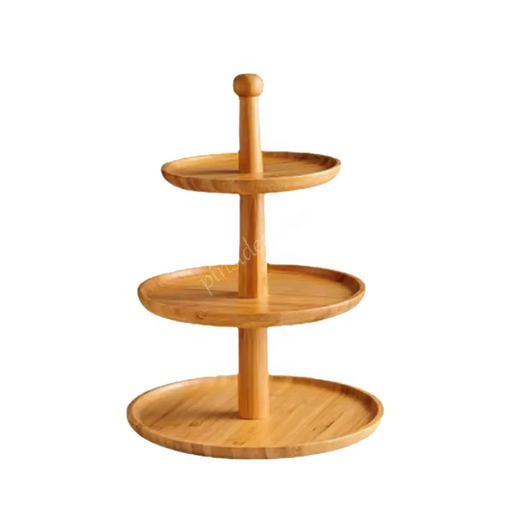 3 Tier Oval Bowl Set with Natural Bamboo Rack Tiered Ceramic Serving Tray Set for Fruit Dessert Appetizer Cake Candy Chip Dip