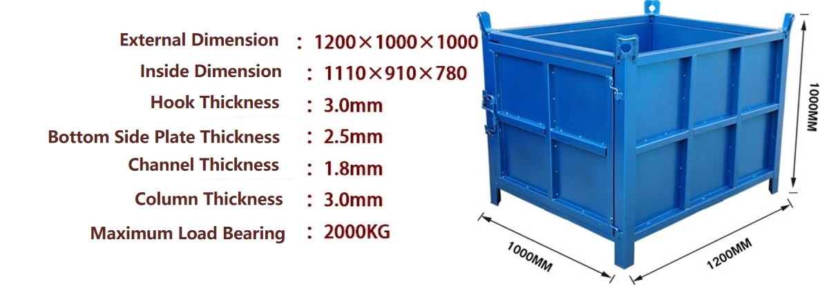T1210L-10 Warehouse logistics heavy metal parts storage corrosion resistant durable forklift four-way fork storage cages