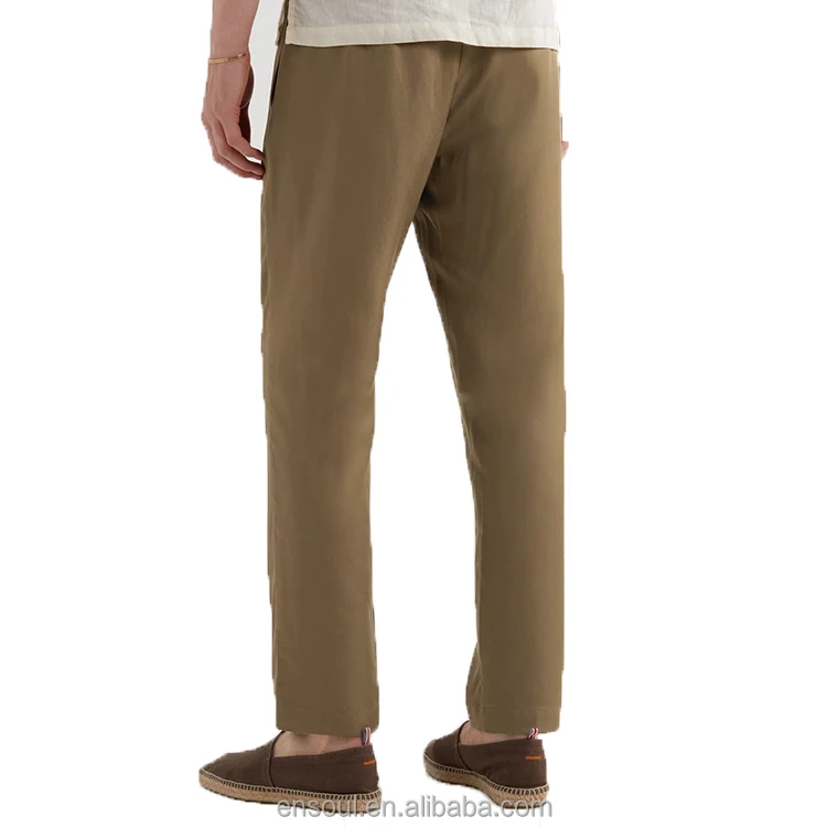 OEM New Arrivals Custom High Quality Khaki Linen Causal Chinos Men Trousers