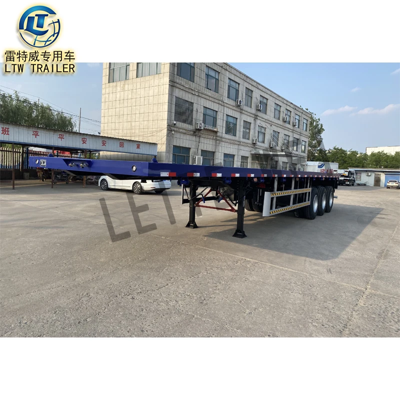China manufacturer 3 axle 20ft 40ft 60 ton flatbed trailers container transport flat bed semi trailers for sale