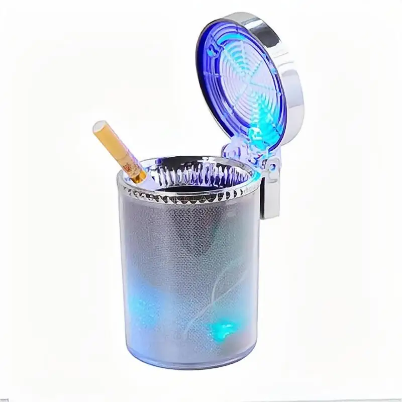 Car Ashtray With LED Light Cigarette Cigar Ash Tray Container Smoke Ash Cylinder Smoke Cup Holder LED Colorful Ashtray