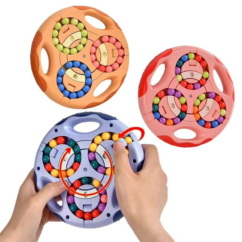 Stress Relief Fingertip Magic Bean Fidget Toys Educational Brain Game Rotate Puzzle Cube For Kids