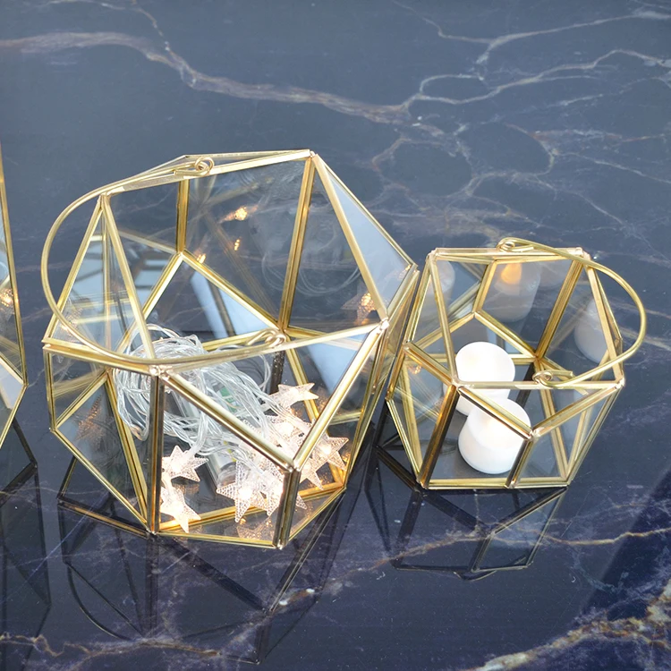 geometric metal wedding holder set of 3  three floor standing lanterns for candles