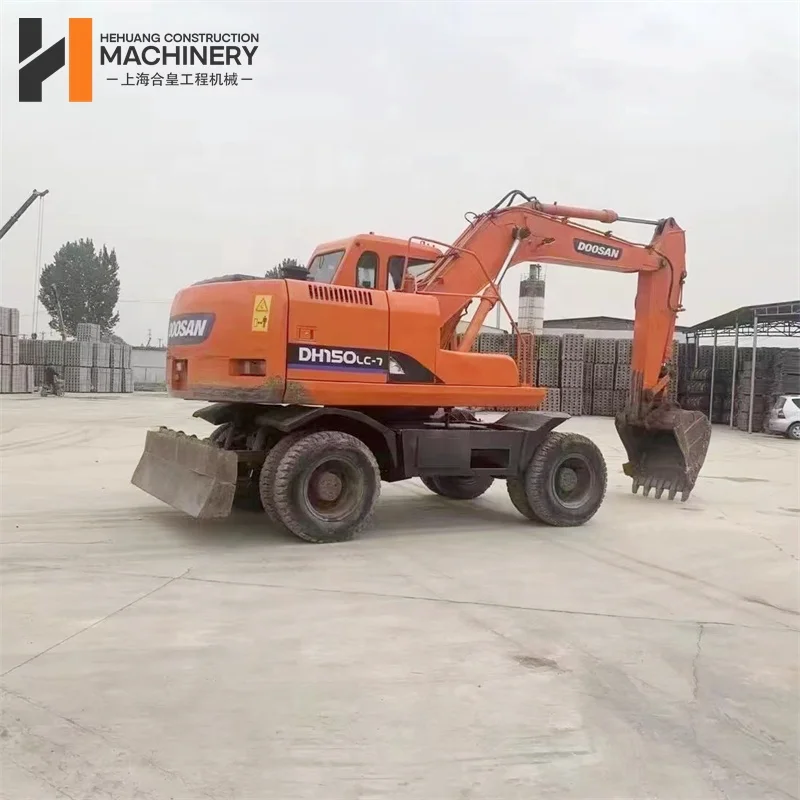Selling high-quality used Doosan 150 wheel excavators turbocharged engines shock absorbers dual tires complete procedures