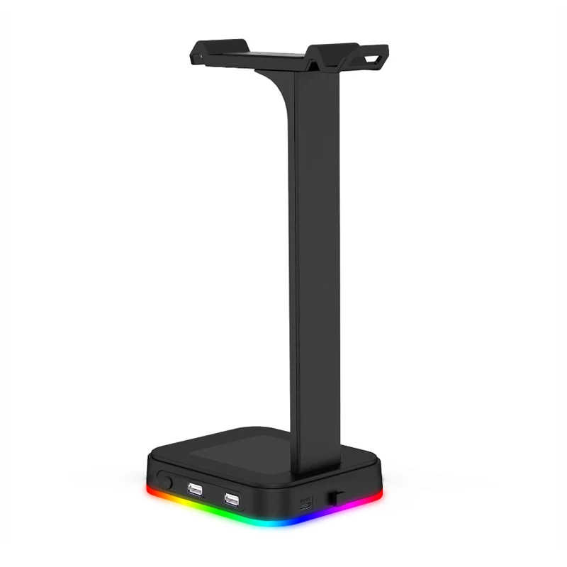 Custom logo 2 USB Port Headset Headphones Hook Holder RGB Gaming Headphone Display Stand