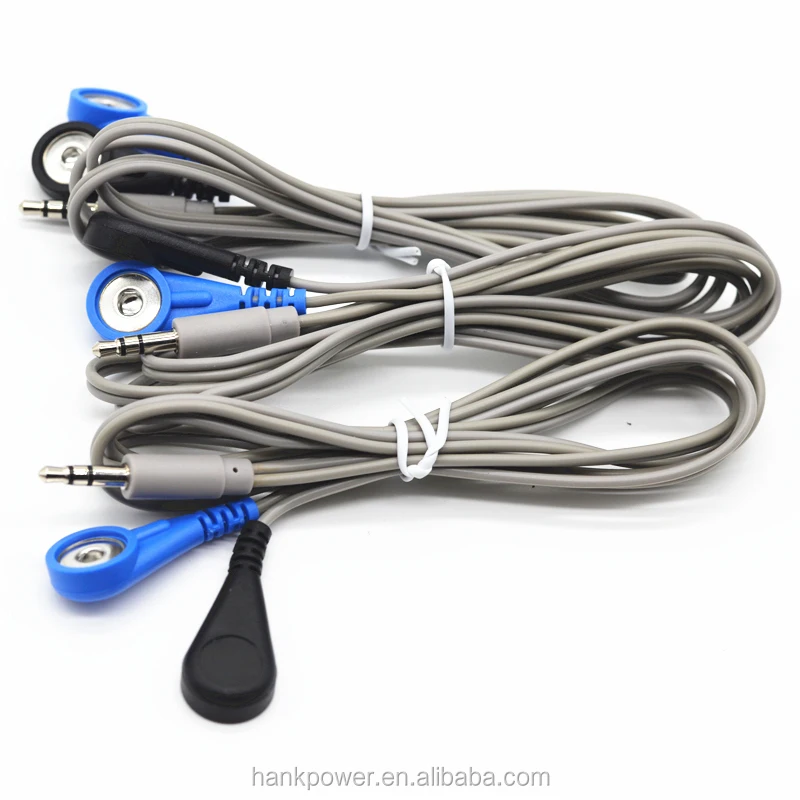 Customized DC Jack 3.5mm to Medical Snap Electrode Snap Button 3 Lead Wire ECG Cable