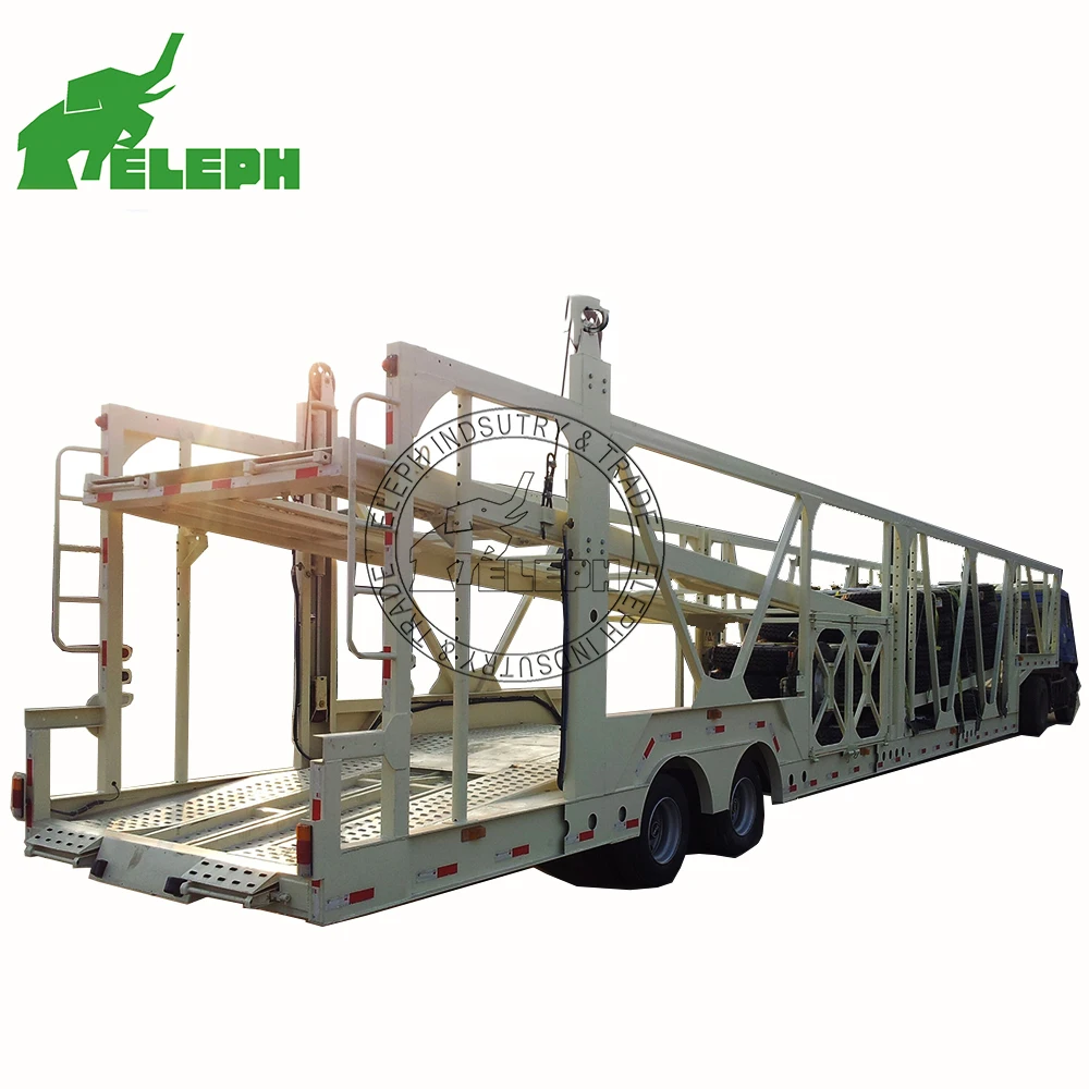 Hot Sale Customized Mobile Metal Car Carrier semitrailer Transport Trailer With Ramp Double Deck Auto Car Carrier Semi Trailer