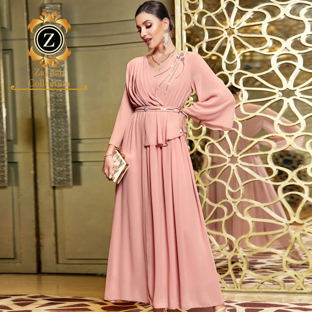 Muslim Summer Dresses Turkey Wedding Dress Dubai Islamic Clothing Turkish Ladies New Fashion Women Evening Muslim Abaya Dresses