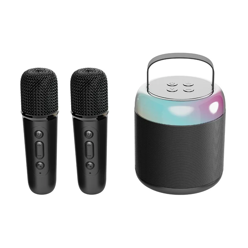 RGB Color Lights Mini Portable Mini BT Karaoke Speaker Handheld Wireless Microphone For Outdoor Family Children